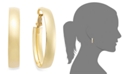 Italian Gold Omega Back Hoop Earrings in 14k Gold